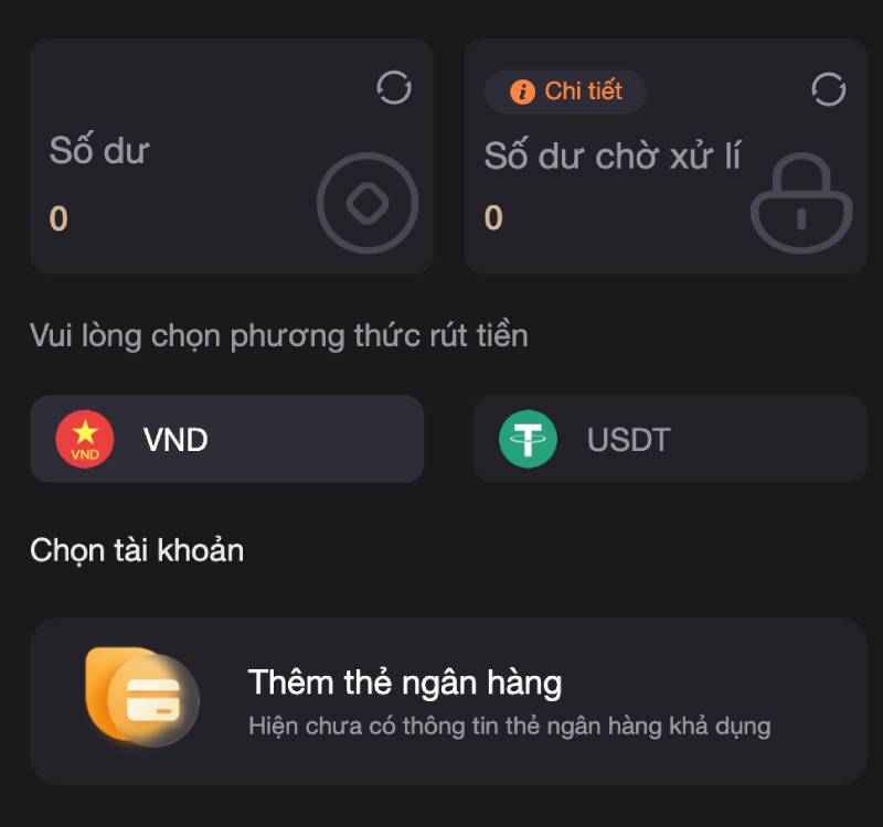 Chọn hình thức rút tiền